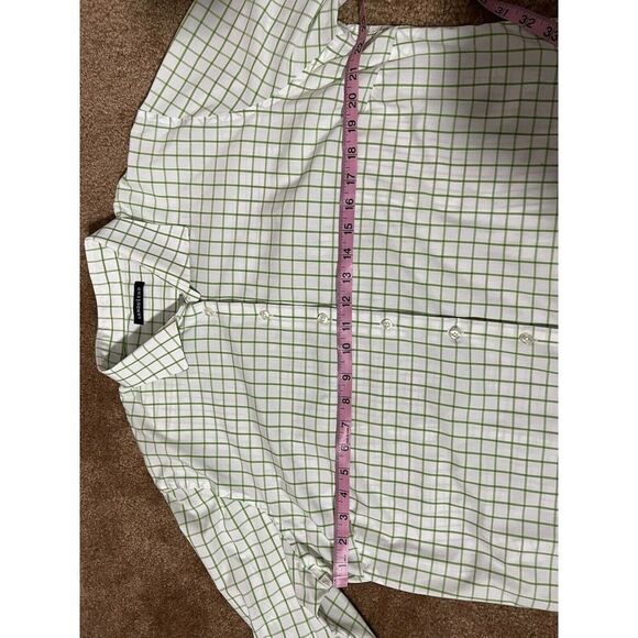 Lands End Button Up Shirt Mens Long Sleeve Green Checkered Casual 17 - Picture 6 of 8